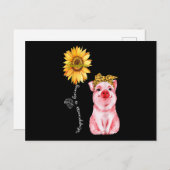Geluk is oma - Cute Pig Sunflower Mo Briefkaart (Voorkant / Achterkant)