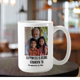 Geluk is Opa zijn van Naam Familie Foto Koffiemok