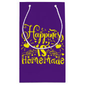 Geluk is Paarse Gele Homemade Quote Klein Cadeauzakje (Achterkant)