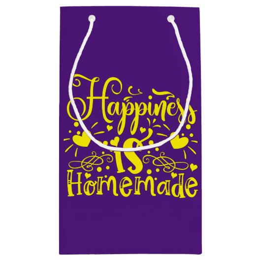 Geluk is Paarse Gele Homemade Quote Klein Cadeauzakje (Achterkant)