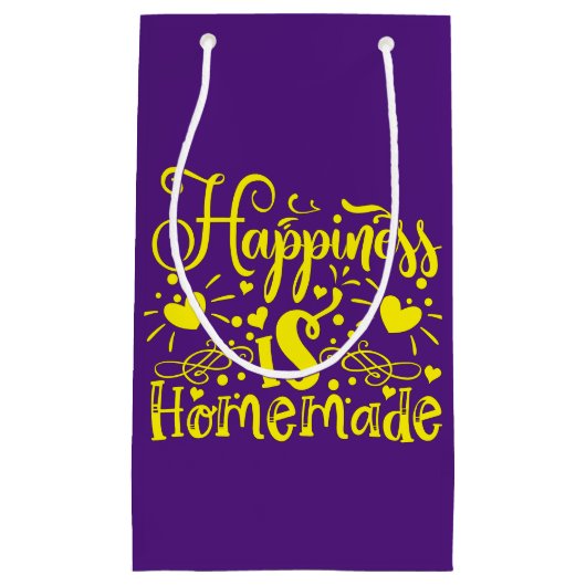 Geluk is Paarse Gele Homemade Quote Klein Cadeauzakje (Voorkant)