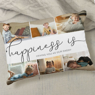 Geluk is   Papa 6 Foto Collage Accent Pillow Kussen