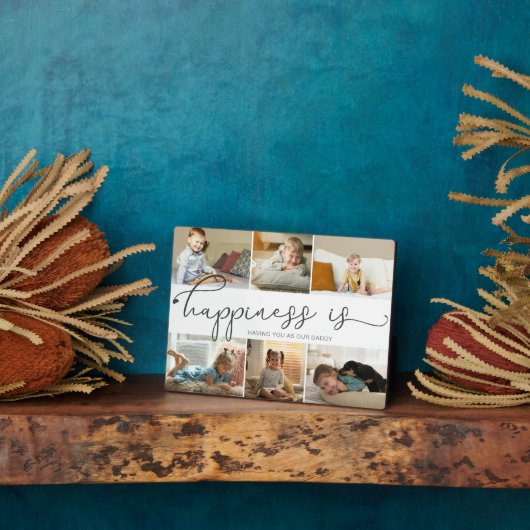 Geluk is | Papa Foto Collage Plaque Fotoplaat (Zijkant)