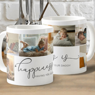 Geluk is   Papa Grijs Calligrafie Foto Koffiemok