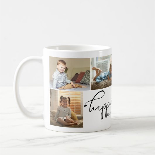 Geluk is | Papa Zwart Kalligrafie Foto Koffiemok (Links)