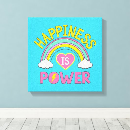 Geluk is Power Rainbow Canvas Afdruk (Insitu (Houten vloer))