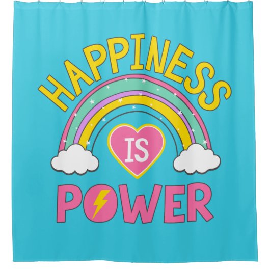Geluk is Power Rainbow Douchegordijn (Voorkant)