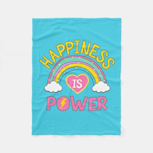 Geluk is Power Rainbow Fleece Deken (Voorkant)