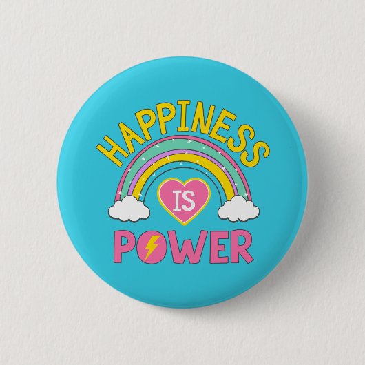 Geluk is Power Rainbow Ronde Button 5,7 Cm (Voorkant)