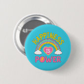 Geluk is Power Rainbow Ronde Button 5,7 Cm (Voorkant /achterkant)