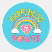 Geluk is Power Rainbow Ronde Sticker (Voorkant)