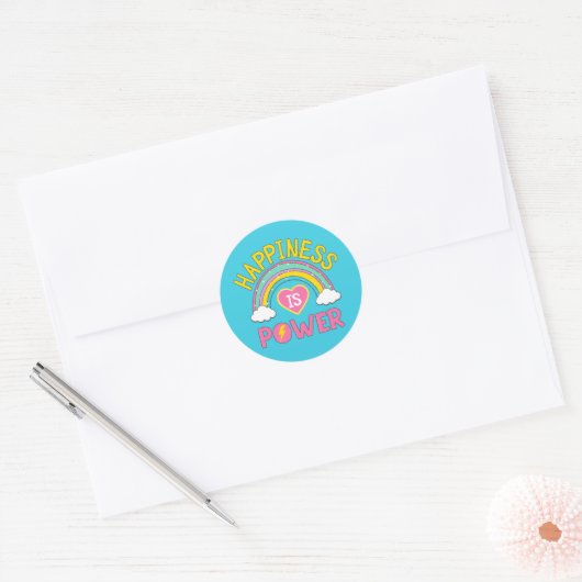Geluk is Power Rainbow Ronde Sticker (Envelop)