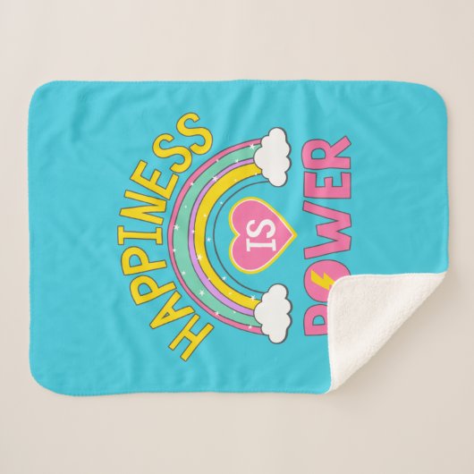 Geluk is Power Rainbow Sherpa Deken (Voorkant (horizontaal))