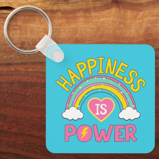Geluk is Power Rainbow Sleutelhanger (Voorkant)
