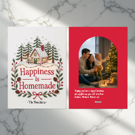 Geluk is Thuis Gemaakt Landelijke Cottage Familie  Feestdagenkaart