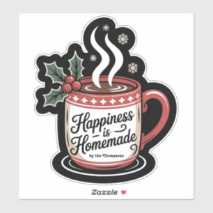Geluk is Thuisgemaakt Aangepast Kerstfeest Vakanti Sticker
