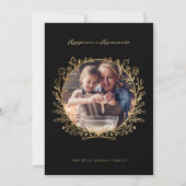Geluk is Thuisgemaakt Goud & Zwarte Bakkrans Feestdagenkaart (Voorkant)