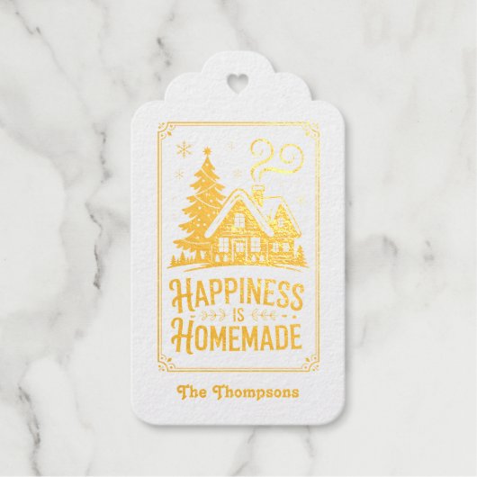 Geluk is Thuisgemaakt Kerstvakantie Cadeaulabels (Voorkant)