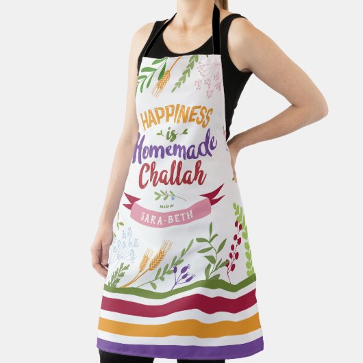 Geluk is Thuisgemaakte Challah Bloemen & Strepen Schort (Insitu)