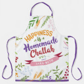 Geluk is Thuisgemaakte Challah ENORME Bloemenboeke Schort (Voorkant)