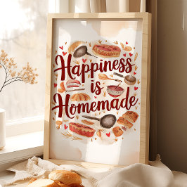 Geluk is Thuisgemaakte Keuken Muur Kunst Poster