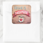 Geluk is tuisgemaak - Afrikaans Gesegde Vierkante Sticker (Tas)