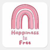 Geluk is vrij motivatie roze boho regenboog vierkante sticker (Voorkant)