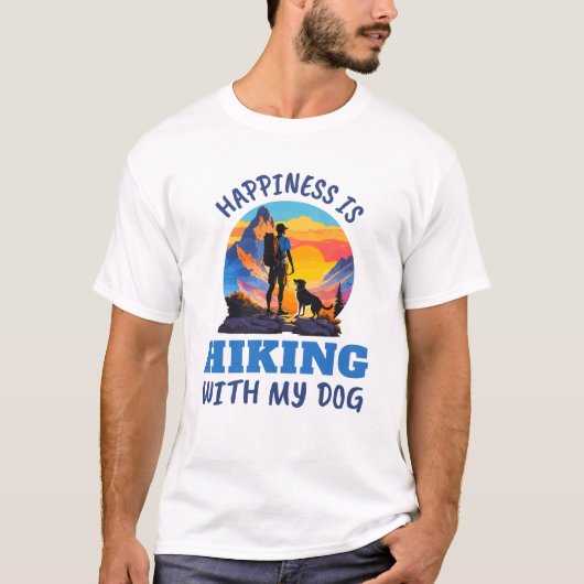 Geluk is wandelen met mijn hond t-shirt (Voorkant)
