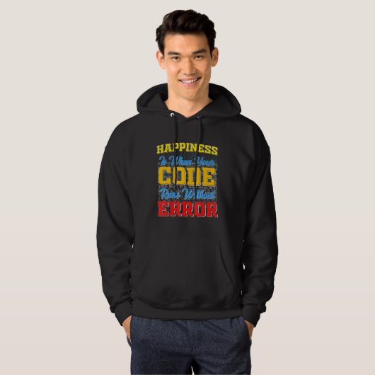 Geluk is wanneer uw code zonder fout loopt hoodie (Voorkant volledig)