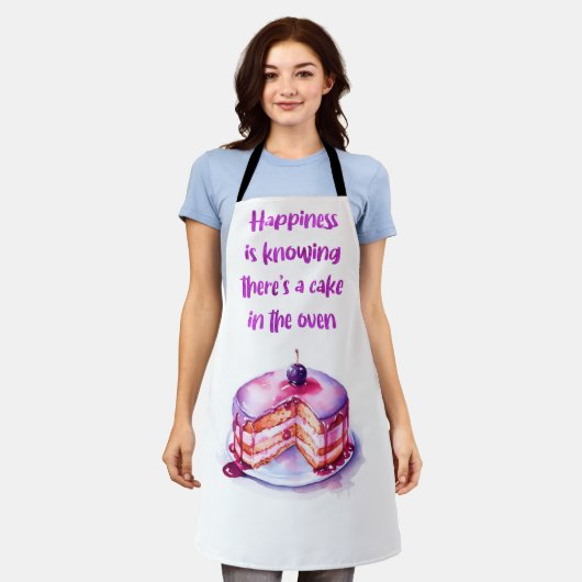 Geluk is weten dat er een taart in de oven zit schort (Gedragen)