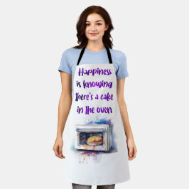 Geluk is weten dat er een taart in de oven zit schort