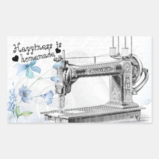 Geluk is zelfgemaakt naaithema rechthoekige sticker (Voorkant)