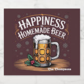 Geluk is zelfgemaakte bier kerstvakantie etiket (Enkel label)