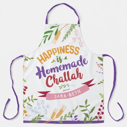 Geluk is zelfgemaakte Challah REUSachtige Bloemenp Schort (Voorkant)