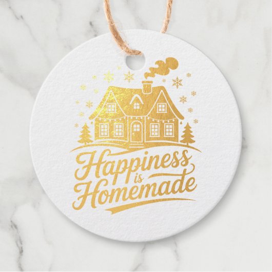 Geluk is zelfgemaakte kerstvakantie bedankjes labels (Voorkant)