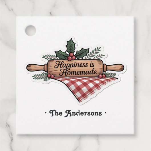 Geluk is zelfgemaakte kerstvakantie bedankjes labels (Voorkant)