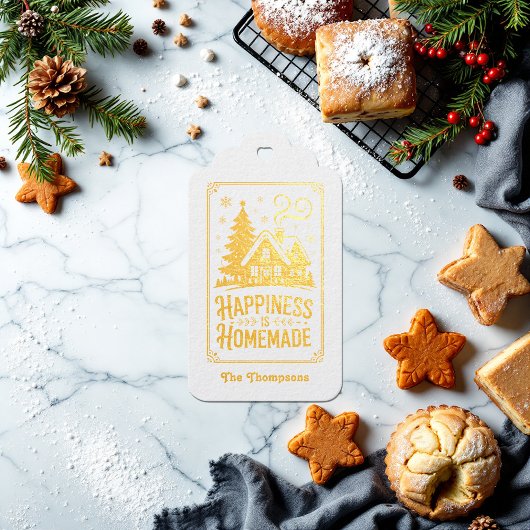 Geluk is zelfgemaakte kerstvakantie cadeaulabels