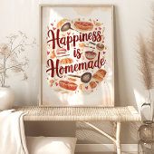 Geluk is zelfgemaakte keuken kunst aan de muur poster