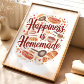 Geluk is zelfgemaakte keuken kunst aan de muur poster