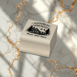 Geluk is zelfgemaakte rustieke kerstvakantie rubberstempel