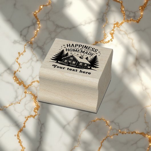 Geluk is zelfgemaakte rustieke kerstvakantie rubberstempel