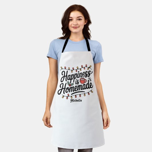 Geluk is zelfgemaakte vakantie bakken schort (Gedragen)