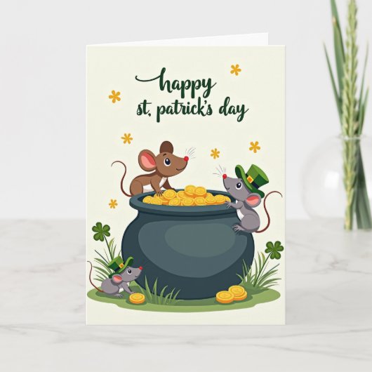 Geluk kaart voor St. Patrick's Day Muizen (Voorkant)