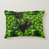 Geluk kabouter zwarte kat St. Patrick's Day Pat Accent Kussen (Voorkant)