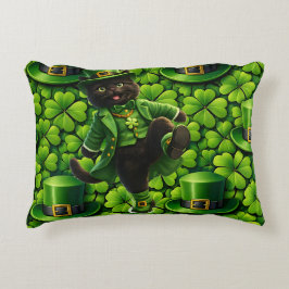 Geluk kabouter zwarte kat St. Patrick's Day Pat Accent Kussen
