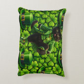 Geluk kabouter zwarte kat St. Patrick's Day Pat Accent Kussen (Achterkant (Verticaal))