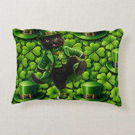 Geluk kabouter zwarte kat St. Patrick's Day Pat Accent Kussen
