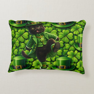 Geluk kabouter zwarte kat St. Patrick's Day Pat Accent Kussen