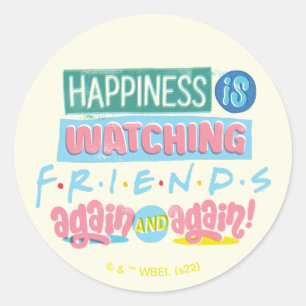 Geluk kijkt opnieuw en opnieuw naar FRIENDS™ Ronde Sticker