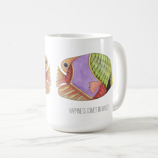 Geluk komt in de Mok van de Vis van Golven (Voorkant rechts)